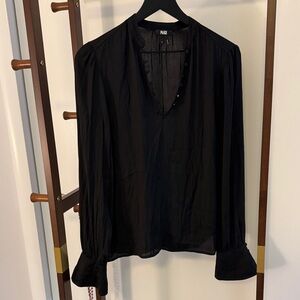 PAIGE Black V-Neck Blouse